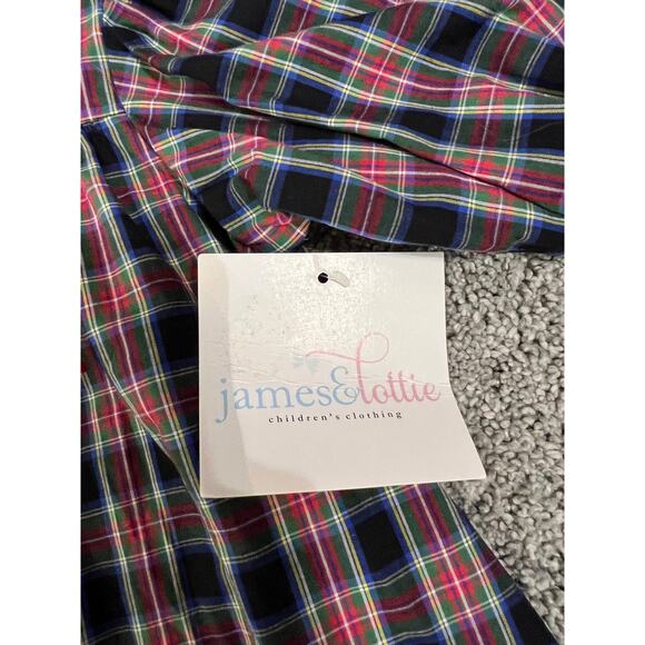 Plaid Red Bow Kids Casual Dress - Picture 3 of 4